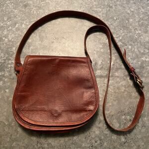 Vintage Brown Genuine Waxed Leather Crossbody Purse Shoulder Bag Handmade Retro